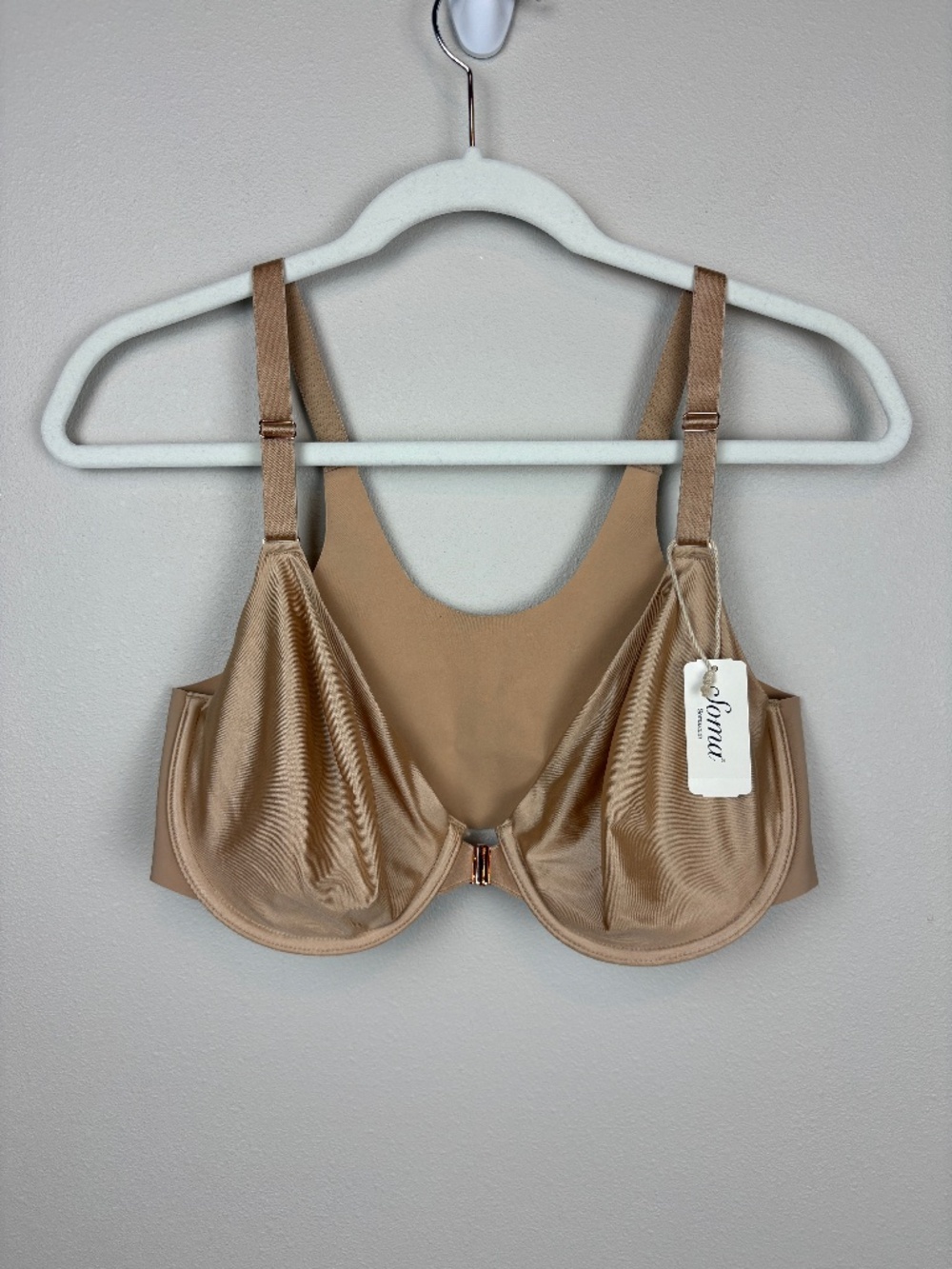 NWT Soma Vanishing 360 Unlined Perfect Coverage Front Close Bra Soft Tan 36DD